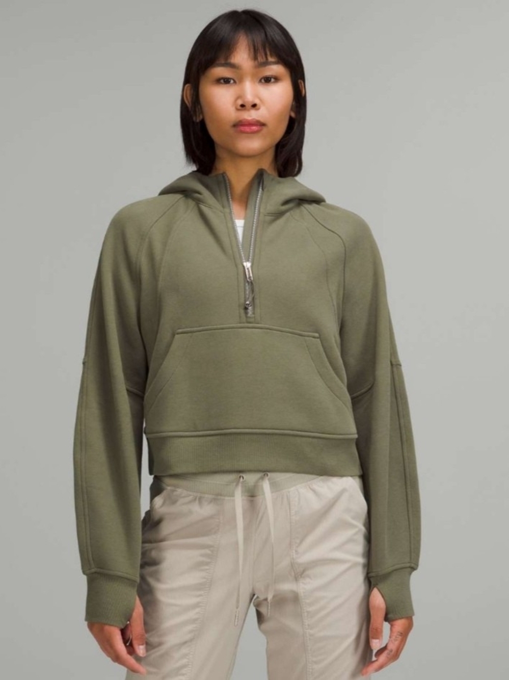 Lululemon Scuba Oversized Half-Zip Hoodie Medium Olive  M/L